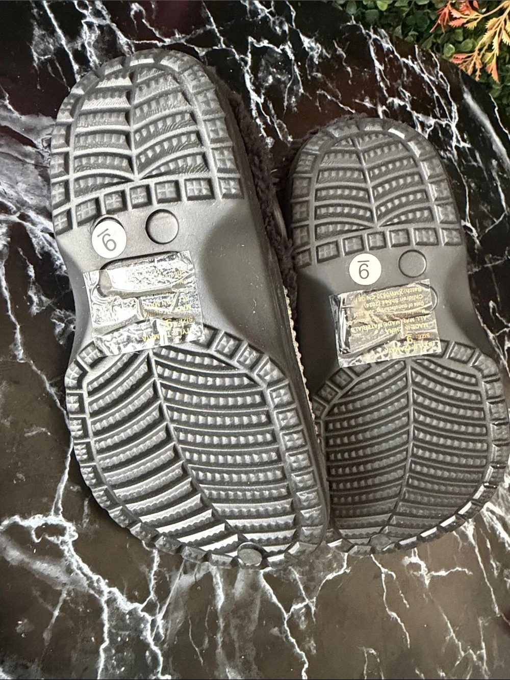 Kids Black Faux-Fur Clog with Iridescent Rhinestones
